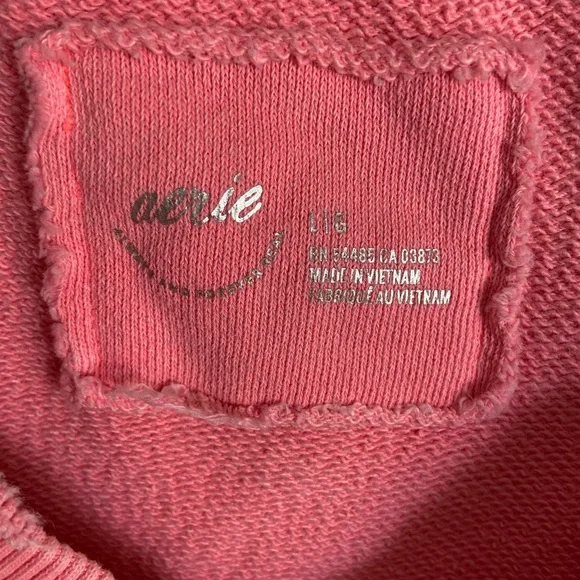 Aerie Neon Pink V-Neck Distressed Super Oversized Sweatshirt. Women's L READ - Picture 3 of 10